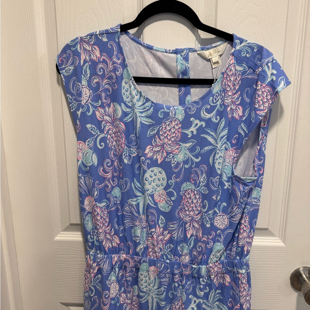 Lilly Pulitzer | NWT Danville Dress Women’s Large Sunwashed Blue Citrus Crush - Picture 6 of 10